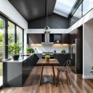 Dapur mungil terbuka yang bersih dan rapi-kontraktor interior splusa.id