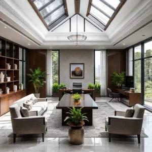 Desain Interior Kantor Modern Klasik dengan Pencahayaan Alami-kontraktor interior splusa.id