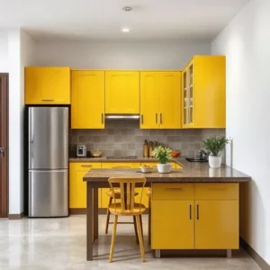 Kitchen set berwarna cerah di dapur mungil minimalis-kontraktor interior splusa.id