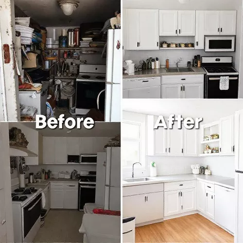 Kolase foto sebelum dan sesudah renovasi dapur mungil minimalis-kontraktor interior splusa.id Kolase foto sebelum dan sesudah renovasi dapur mungil minimalis-kontraktor interior splusa.id