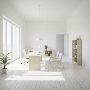 Lantai kayu kantor Skandinavia, desain kantor Skandinavia-kontraktor interior kantor splusa.id