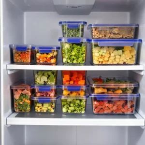 Wadah meal prep di dalam kulkas dapur mungil minimalis-kontraktor interior splusa.id