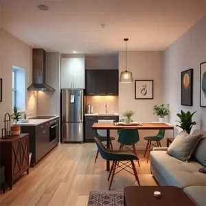 dapur mungil dengan konsep open plan yang menyatu dengan ruang makan-kontraktor interior Jakarta (splusa.id)