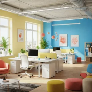 Desain Interior Kantor dengan Sentuhan Warna – Suasana Kerja yang Optimal-kontraktor interior kantor splusa.id