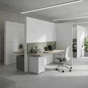 Ruang kerja dengan partisi gypsum-kontraktor interior kantor splusa.id