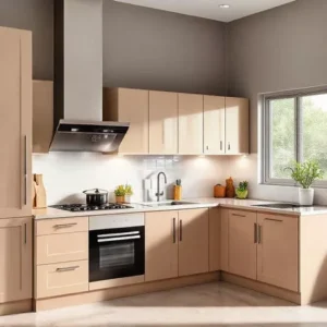 kitchen set dengan banyak storage di dapur mungil bentuk L-kontraktor interior splusa.id