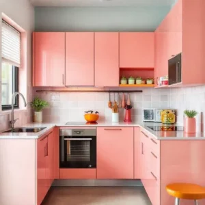 Dapur kecil modern dengan kombinasi warna cerah dan desain minimalis-interior splusa.id