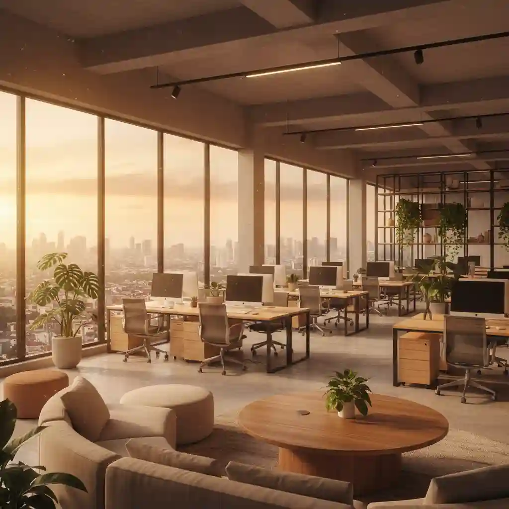 Hasil akhir renovasi kantor open-plan yang estetik oleh kontraktor interior kantor jakarta terbaik Hasil akhir renovasi kantor open-plan yang estetik oleh kontraktor interior kantor jakarta terbaik