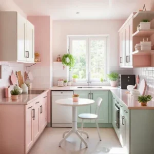 Kombinasi warna pastel di dapur kecil-interior splusa.id