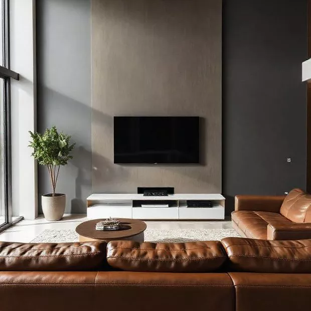 backdrop tv minimalis ruang keluarga dengan backdrop TV dan sofa kulit backdrop tv minimalis ruang keluarga dengan backdrop TV dan sofa kulit