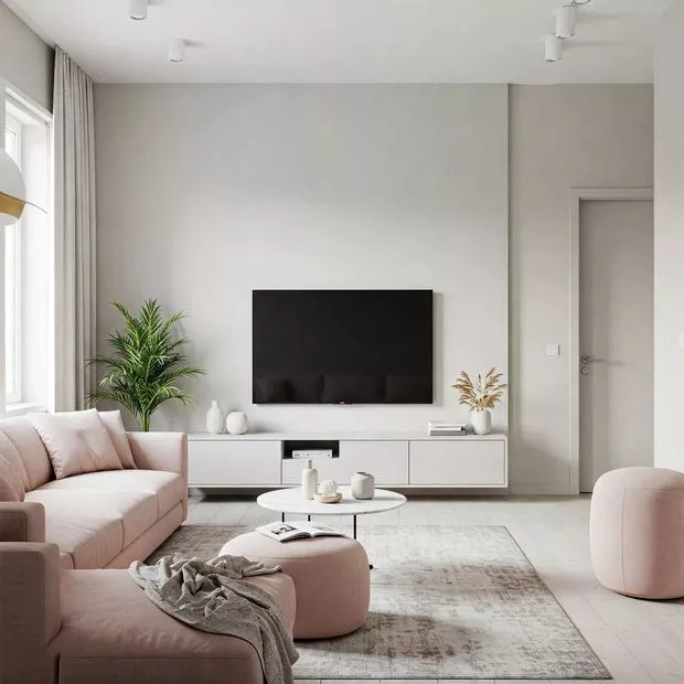backdrop tv minimalis ruang keluarga dengan backdrop TV dan sofa warna pastel yang adem backdrop tv minimalis ruang keluarga dengan backdrop TV dan sofa warna pastel yang adem