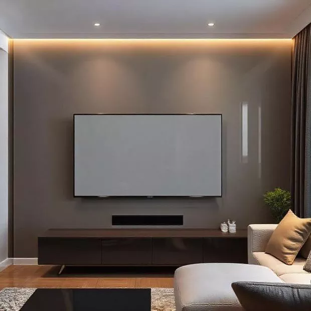 backdrop tv minimalis ruang keluarga dengan finishing glossy di ruang keluarga. backdrop tv minimalis ruang keluarga dengan finishing glossy di ruang keluarga.