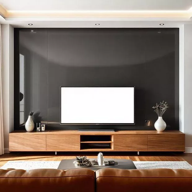 backdrop tv minimalis ruang keluarga dengan finishing glossy di ruang keluarga backdrop tv minimalis ruang keluarga dengan finishing glossy di ruang keluarga