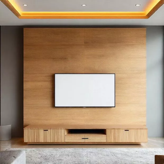 backdrop tv minimalis ruang keluarga dengan finishing kayu alami natural backdrop tv minimalis ruang keluarga dengan finishing kayu alami natural