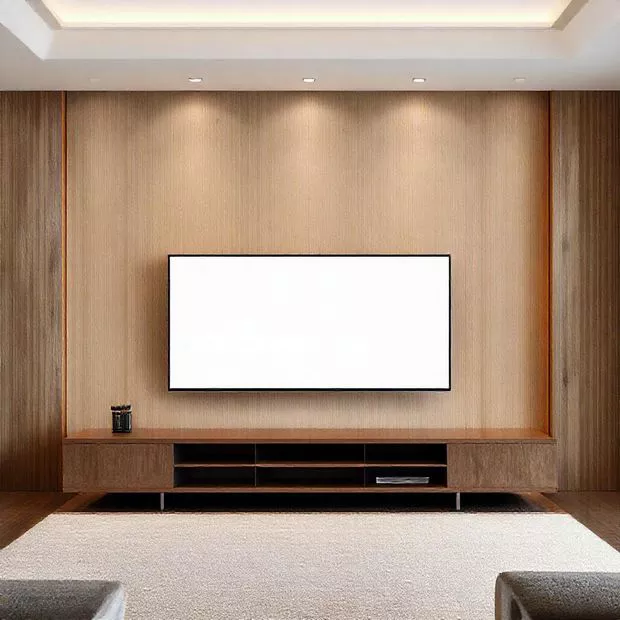 backdrop tv minimalis ruang keluarga dengan kombinasi warna coklat dan putih backdrop tv minimalis ruang keluarga dengan kombinasi warna coklat dan putih