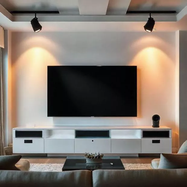 backdrop tv minimalis ruang keluarga dengan lampu sorot di ruang keluarga yang indah backdrop tv minimalis ruang keluarga dengan lampu sorot di ruang keluarga yang indah