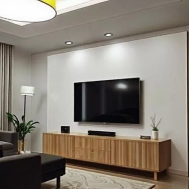backdrop tv minimalis ruang keluarga dengan lampu sorot di ruang keluarga backdrop tv minimalis ruang keluarga dengan lampu sorot di ruang keluarga