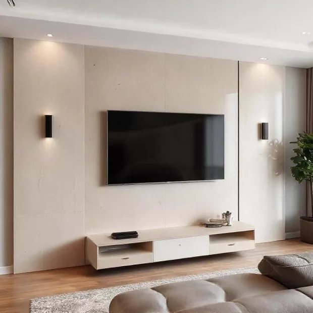 backdrop tv minimalis ruang keluarga dengan panel kaca bermotif glossy backdrop tv minimalis ruang keluarga dengan panel kaca bermotif glossy