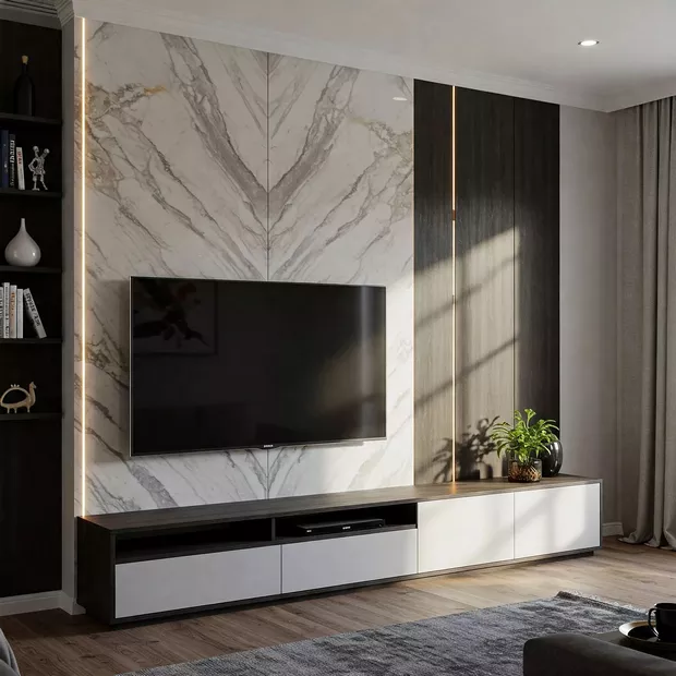 backdrop tv minimalis ruang keluarga dengan panel onyx mewah dan berkualitas backdrop tv minimalis ruang keluarga dengan panel onyx mewah dan berkualitas