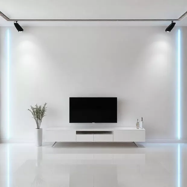 backdrop tv minimalis ruang keluarga dengan pencahayaan LED tersembunyi backdrop tv minimalis ruang keluarga dengan pencahayaan LED tersembunyi