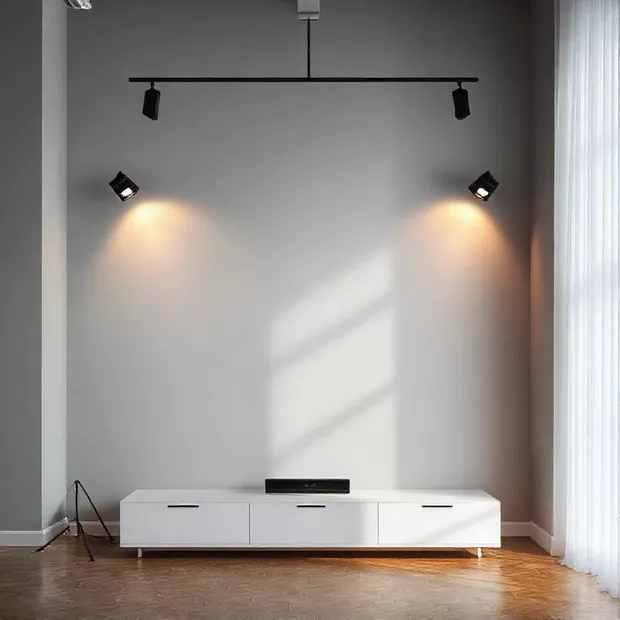 backdrop tv minimalis ruang keluarga dengan pencahayaan spotlight backdrop tv minimalis ruang keluarga dengan pencahayaan spotlight