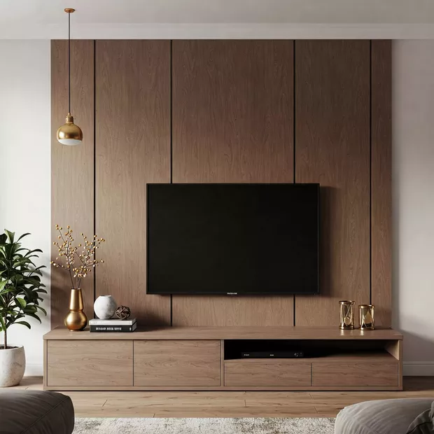 backdrop tv minimalis ruang keluarga dengan perpaduan material linen klem dan tenang backdrop tv minimalis ruang keluarga dengan perpaduan material linen klem dan tenang