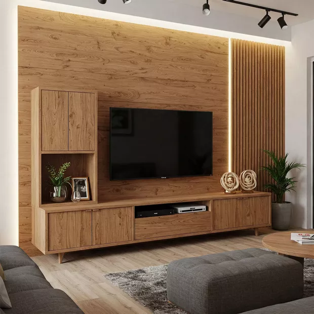 backdrop tv minimalis ruang keluarga dengan perpaduan material rotan murah backdrop tv minimalis ruang keluarga dengan perpaduan material rotan murah