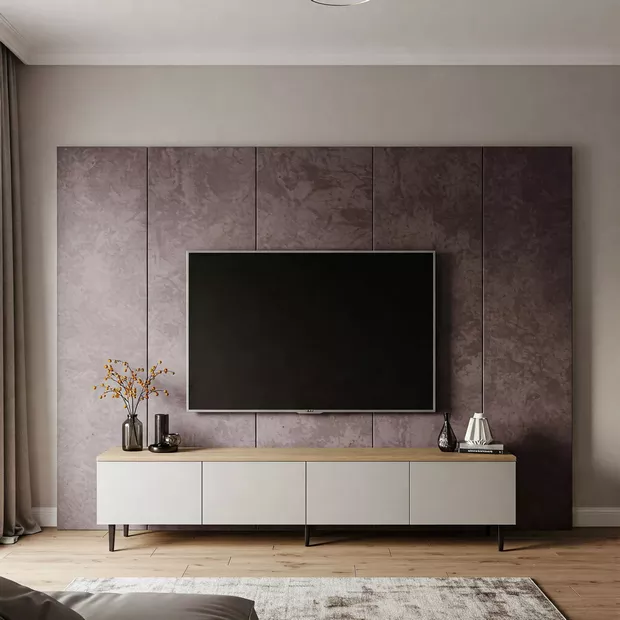 backdrop tv minimalis ruang keluarga dengan tekstur velvet yang hangat backdrop tv minimalis ruang keluarga dengan tekstur velvet yang hangat