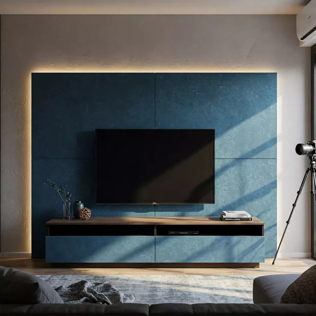 backdrop tv minimalis ruang keluarga dengan tekstur velvet backdrop tv minimalis ruang keluarga dengan tekstur velvet