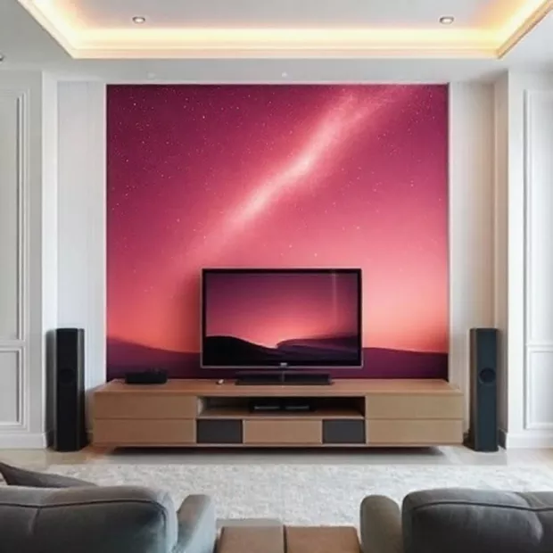 backdrop tv minimalis ruang keluarga dengan wallpaper bermotif backdrop tv minimalis ruang keluarga dengan wallpaper bermotif