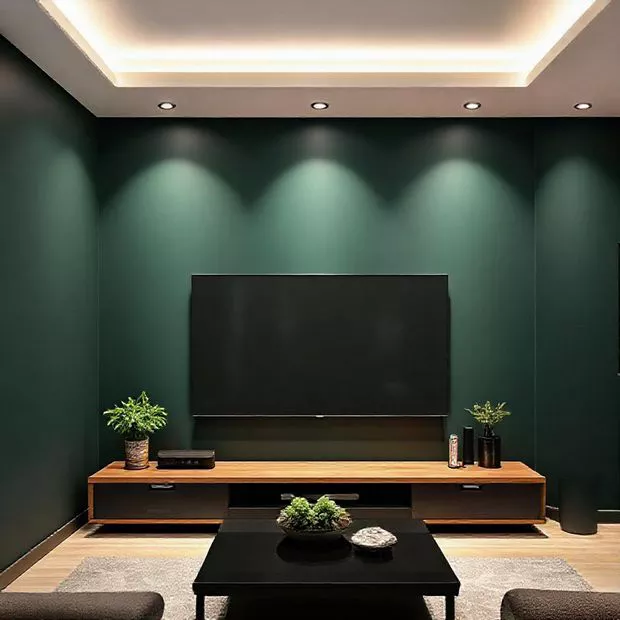 backdrop tv minimalis ruang keluarga dengan warna hitam matte backdrop tv minimalis ruang keluarga dengan warna hitam matte