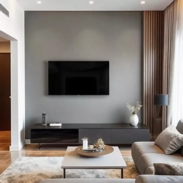 backdrop tv minimalis ruang keluarga dengan warna netral di ruang keluarga modern backdrop tv minimalis ruang keluarga dengan warna netral di ruang keluarga modern