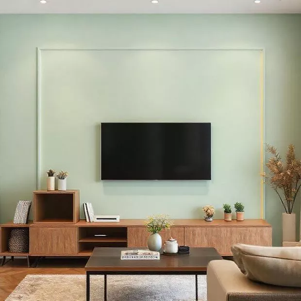 backdrop tv minimalis ruang keluarga dengan warna pastel lembut dan nyaman backdrop tv minimalis ruang keluarga dengan warna pastel lembut dan nyaman