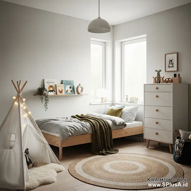 kamar tidur anak scandinavia minimalis modern -Kontraktor Interior splusa.id