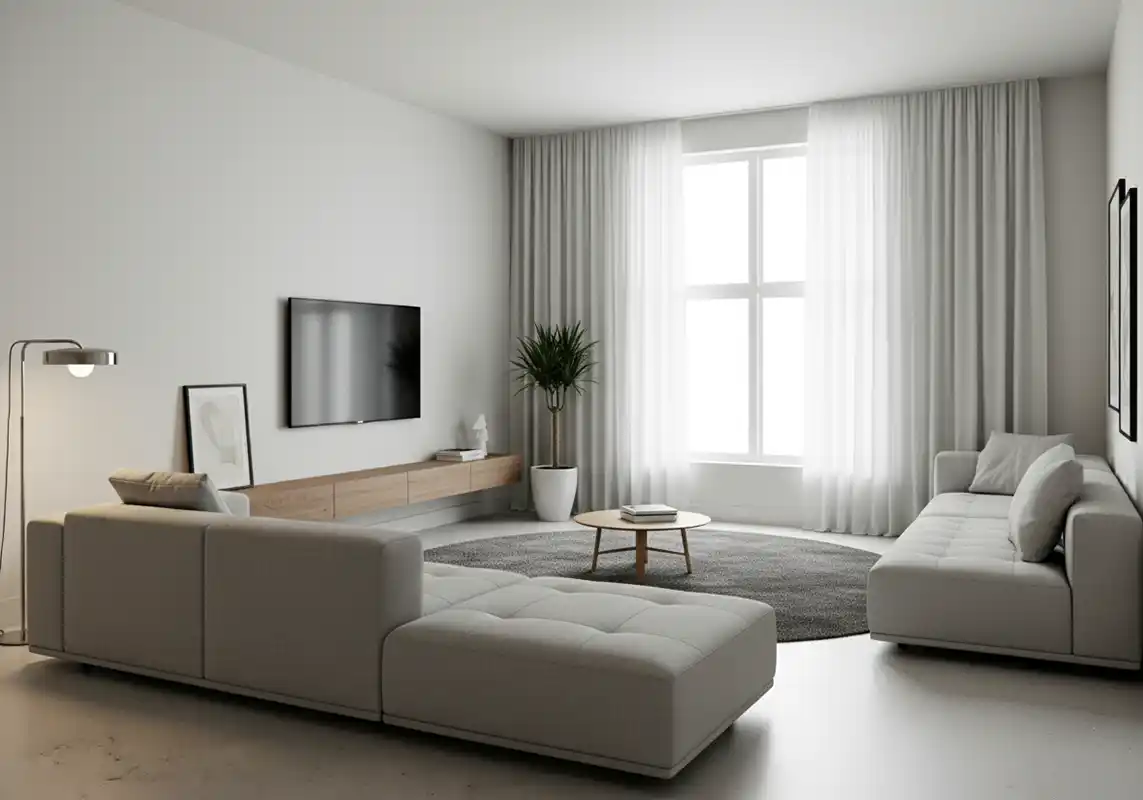 Harga Interior Design per Meter-ruang keluarga minimalis modern-jasa interior splusa.id