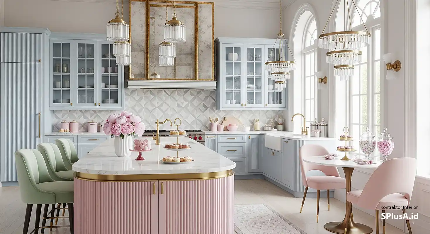 harga borongan interior per meter-ruang dapur dengan interior art deco mewah-kontraktor interior splusa.id