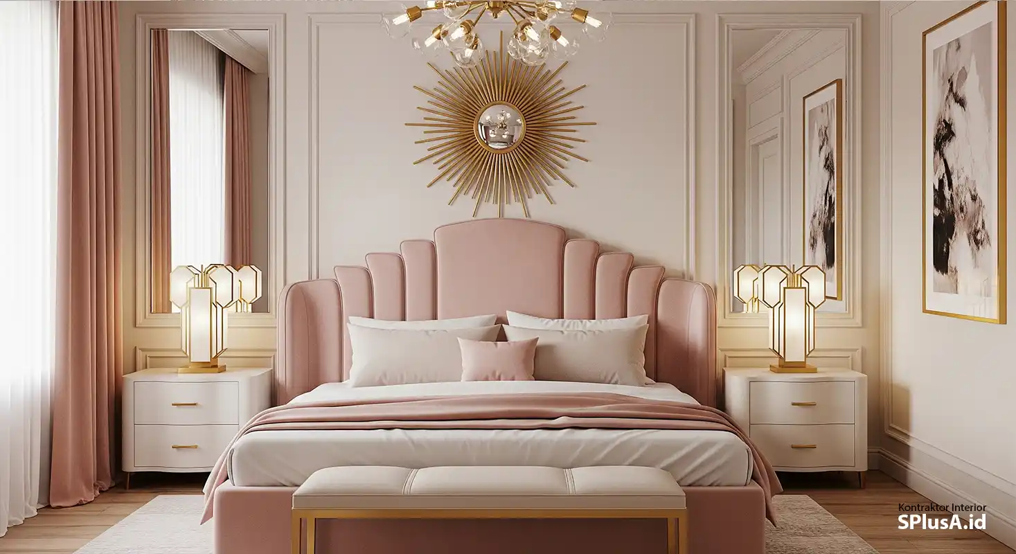 harga borongan interior per meter-ruang tidur utama dengan interior art deco mewah-jasa interior splusa.id