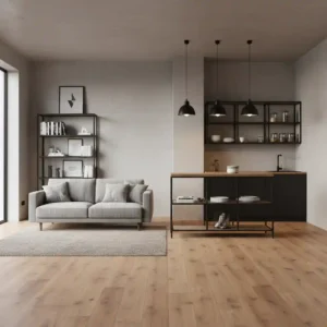 Contoh desain interior rumah murah konsep industrial open plan-jasa interior jakarta splusa.id