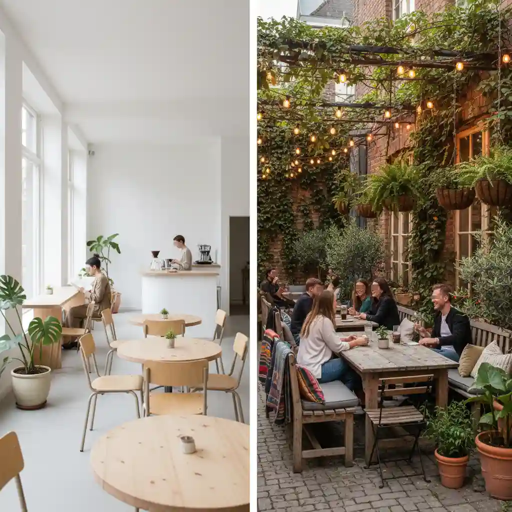 Contoh gaya dari jasa desain cafe minimalis dan outdoor oleh Interior SplusA.id