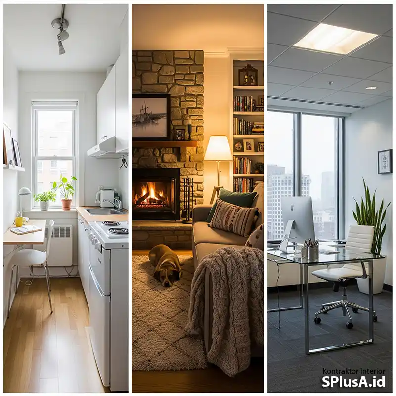 Contoh hasil pengerjaan interior untuk apartemen, rumah tinggal, dan kantor di Jakarta oleh SPlusA.id Contoh hasil pengerjaan interior untuk apartemen, rumah tinggal, dan kantor di Jakarta oleh SPlusA.id