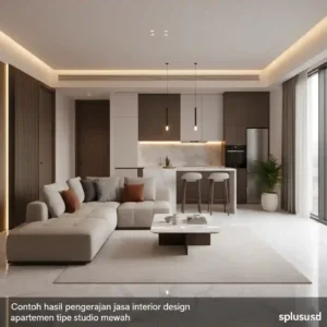 Contoh hasil pengerjaan jasa interior design apartemen tipe studio mewah-kontraktor dan jasa interior splusa.id