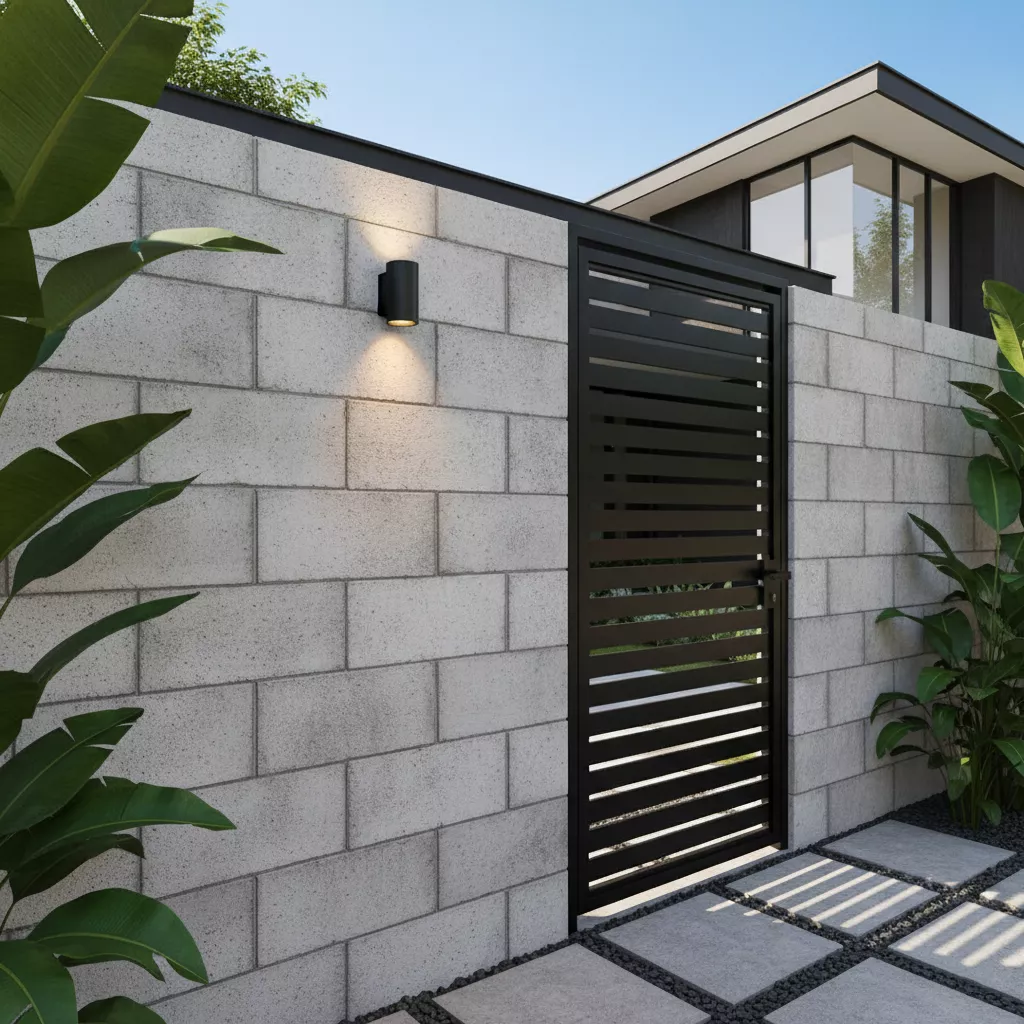 Contoh pagar minimalis dari hebel dengan finishing acian ekspos semen untuk tampilan gaya industrial-jasa interior splusa.id Contoh pagar minimalis dari hebel dengan finishing acian ekspos semen untuk tampilan gaya industrial-jasa interior splusa.id