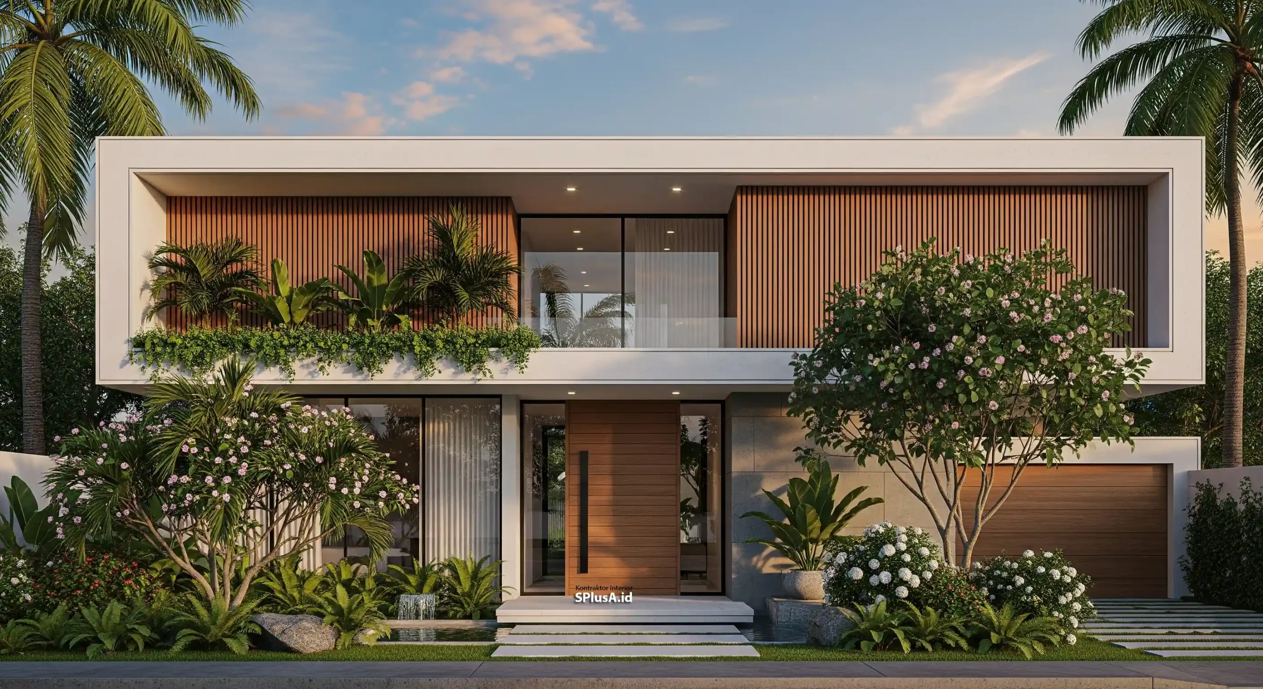Desain fasad rumah modern minimalis mewah tropis di Jakarta-interior splusa.id