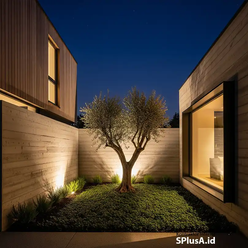 Desain pencahayaan eksterior rumah mewah di malam hari menggunakan teknik wall washer dan uplight-jasa interior eksterior jakarta splusa.id Desain pencahayaan eksterior rumah mewah di malam hari menggunakan teknik wall washer dan uplight-jasa interior eksterior jakarta splusa.id