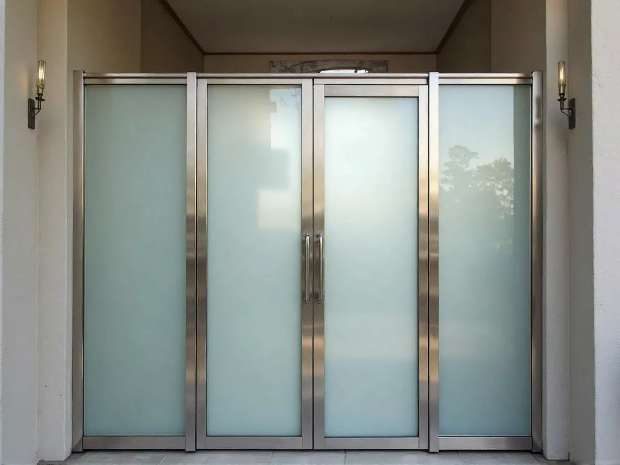 Desain pintu gerbang minimalis mewah transparan menggunakan material kaca tempered-jasa Interior minimalis splusa.id