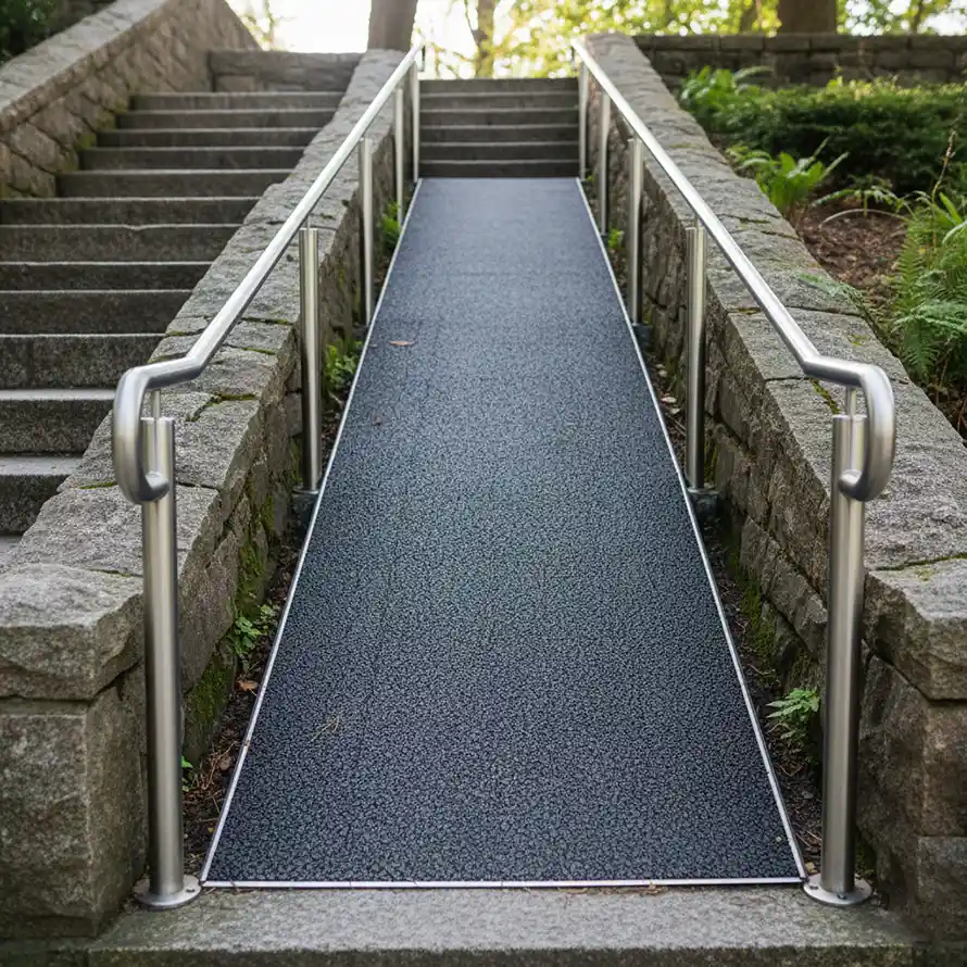 Desain ramp aksesibilitas untuk klinik modern yang ramah disabilitas-desain eksterior klinik splusa.id Desain ramp aksesibilitas untuk klinik modern yang ramah disabilitas-desain eksterior klinik splusa.id