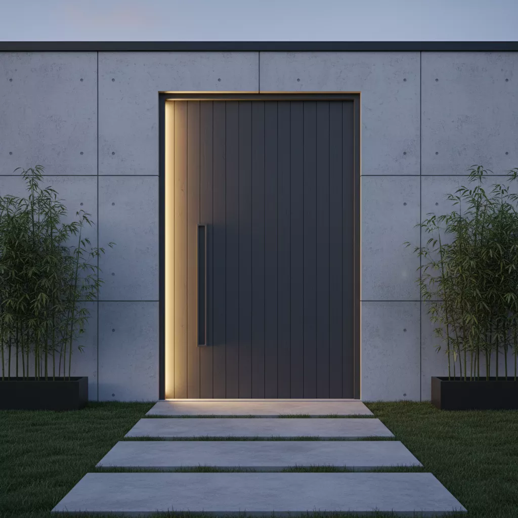 Detail handle pintu tanam atau flush handle pada pintu lisplang minimalis-jasa Interior minimalis ‪‪splusa.id