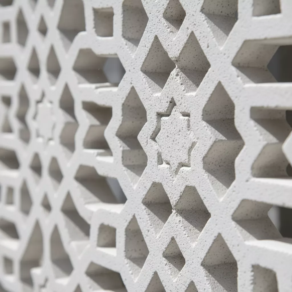 Detail ornamen GRC untuk pagar masjid sederhana dengan motif geometris Islami-jasa interior jakarta splusa.id