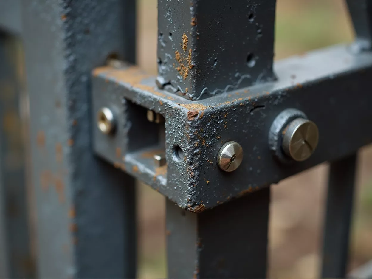 Detail pengerjaan presisi pada sambungan las pintu gerbang minimalis mewah berkualitas-jasa Interior minimalis splusa.id