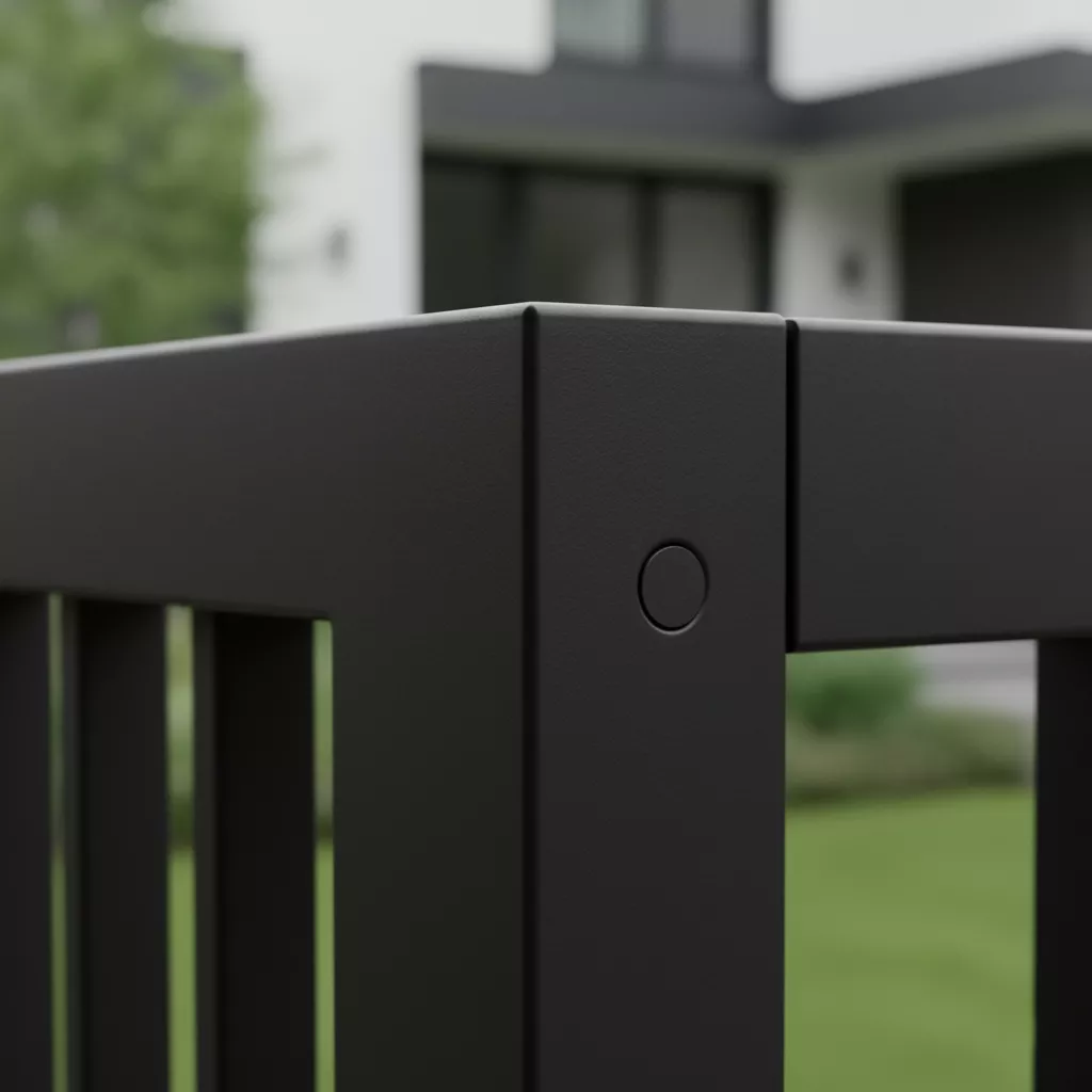 Detail permukaan anti karat dari model pintu pagar baja ringan minimalis warna hitam matte-jasa interior splusa.id